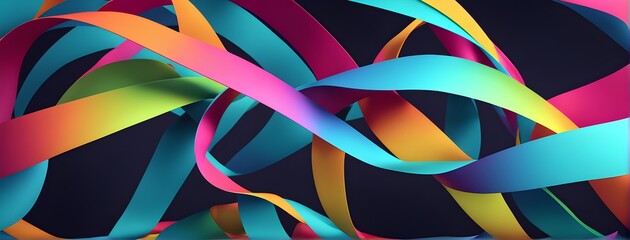 Illustration of abstract minimalistic ribbon designs that rotate and change colors, creating a rhythm of anticipation