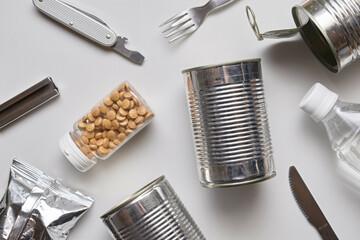 Preparedness Supplies on White Background