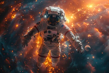 Fototapeta premium Astronaut Floating in Space with a Starry Background