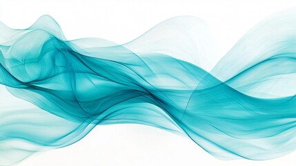 Abstract Blue Swirling Waves on White Background