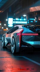 Showcase the sleek design and advanced technology of an electric car in a captivating 3D format