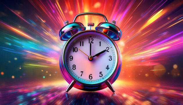 3D Ringing Alarm Clock with Vibrant Colors and Motion Effect