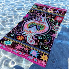 Summerthemed 3D model of a beach towel with a psychedelic casino pattern