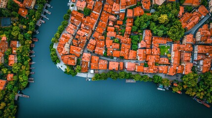 Aerial View of Prague at Dawn with Soft Pastel Colors