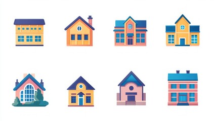 Fototapeta premium Colorful Building Illustrations