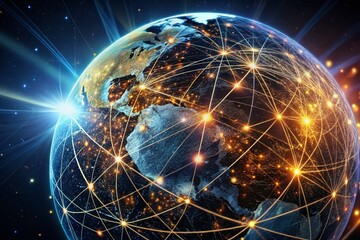 4K Loopable 3D Animation of Spinning Globe with Expanding Global Network for Business and Technology Use