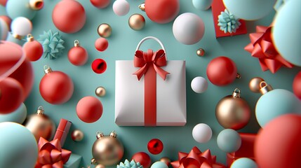 3D Colorful Gift Arrangement for Celebrations. Christmas Theme