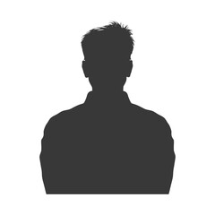 Silhouette of a man with spiky hair and shoulders