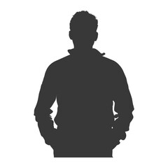 Silhouette of a Man Standing with Hands in Pockets
