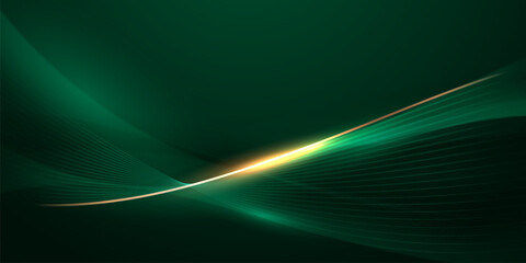 Naklejka premium green abstract background design with elegant golden elements vector illustration