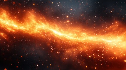 A vibrant cosmic scene depicting swirling orange and yellow energy.