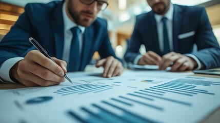 Two business analitic check the profitability indicators of the campaign. on graphs and charts in reports