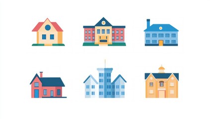 Fototapeta premium Diverse Building Illustrations
