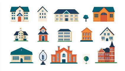 Fototapeta premium Collection of Educational Building Illustrations