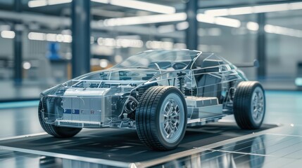 Fototapeta premium Visualize the potential of electric cars with a dynamic 3D model, highlighting their efficiency and environmental benefits
