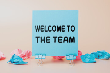 Welcome to the Team: text on a sticky note. Greeting New Team Members, Perfect for Onboarding,...