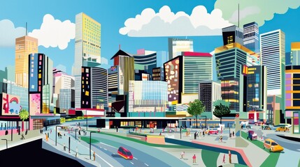 Urban Vitality: Skyscrapers, Neon Lights, and Modern Cityscapes