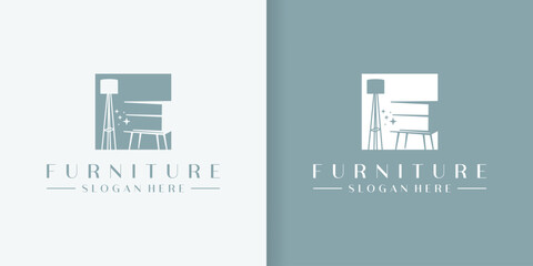 Living Room Chairs. Interior Furniture Logo Design.Minimal Simple