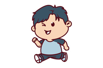 Cute Boy Winking while Running Illustration