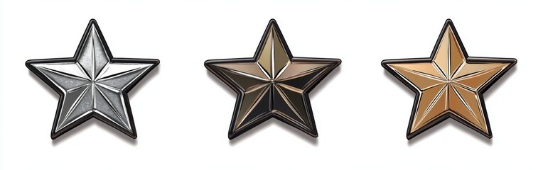 Obraz premium Three Dimensional Stars in Different Metallic Shades