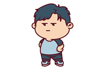 Cute Boy with Bored Expression Illustration