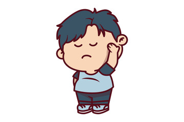 Cute Dizzy Boy Holding Its Head Illustration