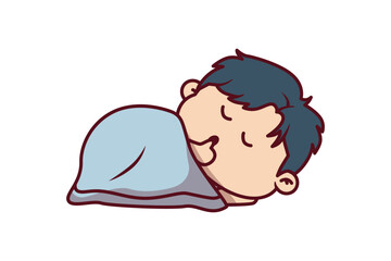Cute Boy Sleeping with Blanket Illustration