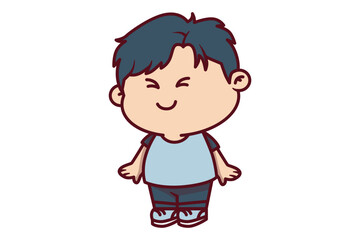 Cute Happy Boy Standing Illustration