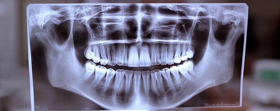 Advanced X-Ray Examination for Comprehensive Dental Diagnostics Dentist Thoroughly Examining X-Ray for Optimal Diagnostic Care and Treatment Planning in Modern Dentistry