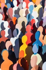 Crowd of people with multi-colored outfits