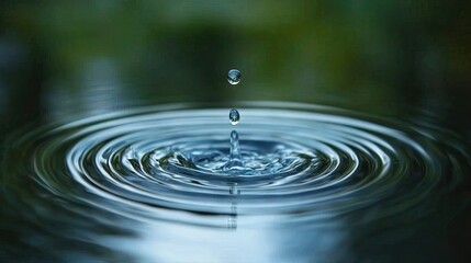 Blue water surface with subtle ripples and small waves, blurred effect emphasizing calmness and tranquil beauty.