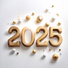 combined numbers 2025 floating or flying isolated white background
