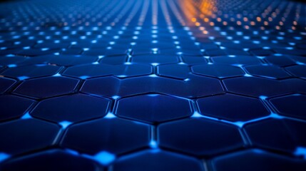 Obraz premium Abstract Blue Hexagon Pattern with Light Reflections