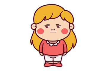 Cute Girl with Bored Expression Illustration