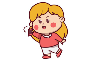 Cute Girl Take a Picture Illustration