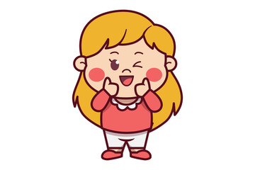 Cute Girl Giving Thumbs Up Illustration