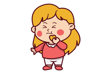 Cute Girl Eating Cookies Illustration