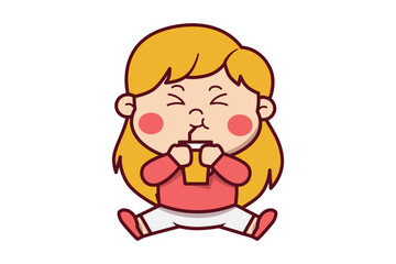 Cute Girl Drinking Illustration