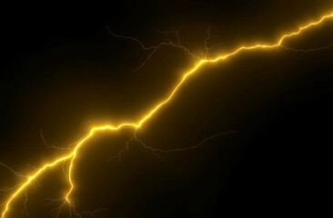 yellow lightning in the night sky