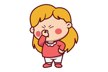 Cute Dizzy Girl Pinching Her Nose Illustration