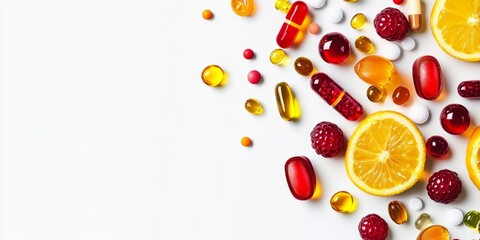 Colorful Vitamins and Fruits