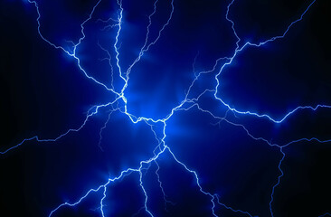 blue lightning in the night sky