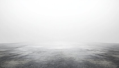 Fototapeta premium Minimalist White Background with Foggy Concrete Floor, Clean and Simple Design for Product Photography or Graphic Design Projects