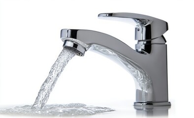 Flowing Water from a Chrome Faucet