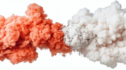 Fototapeta premium Abstract Orange and White Smoke Cloud Isolated on White Background