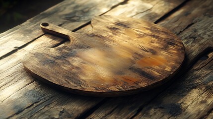 Wooden palette with colorful paints on an old wooden table in a workshop