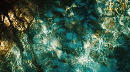 Close-up of blue water with ripples and soft waves, capturing the peaceful, blurred texture of the surface under bright daylight.
