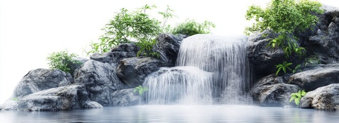 Naklejka premium Serene Waterfall in Nature's Embrace