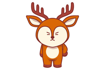 Cute Deer Angry Illustration