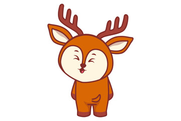 Cute Deer Looking Back Smile Illustration